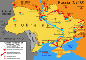 2022 Russian invasion of Ukraine – major escalation of the Russo-Ukrainian War on 24 February 2022
