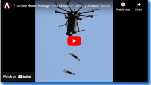 Grenade dropped by drone onto Russian tank