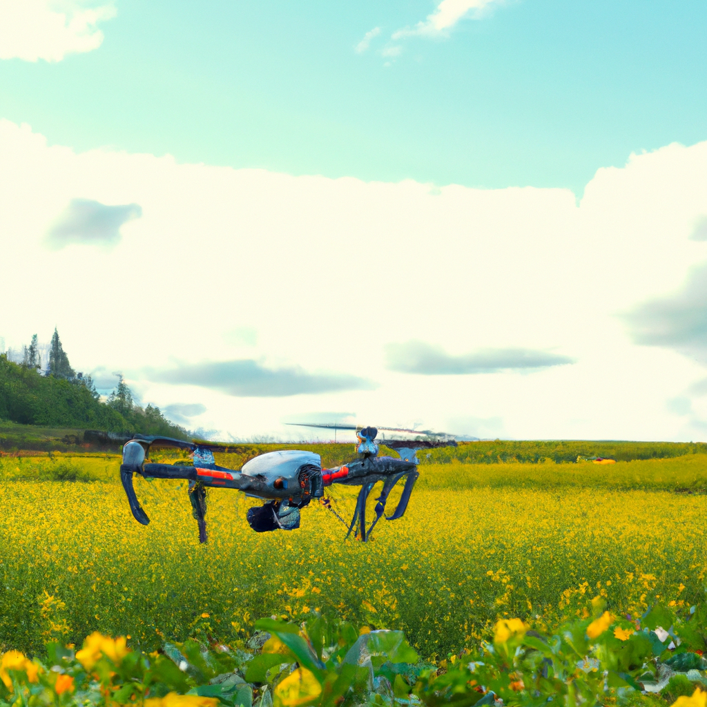 drone flying over verdant fields and flowers, high resolution, ghibli inspired, 4k
