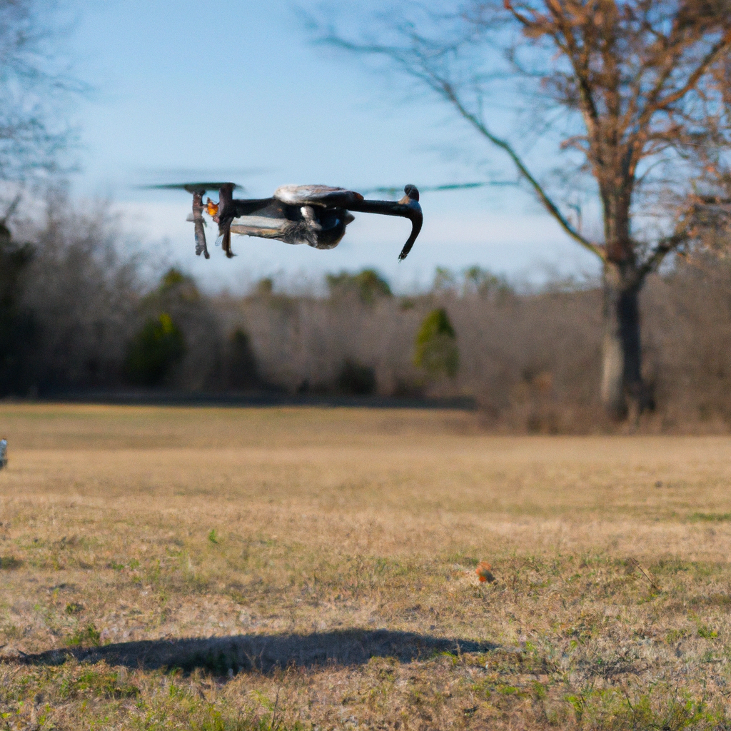 drone hovering over a battlefield