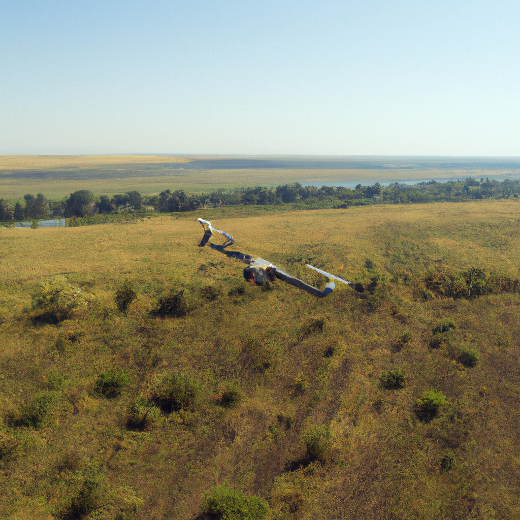 military drone flying over ukrainian trenches