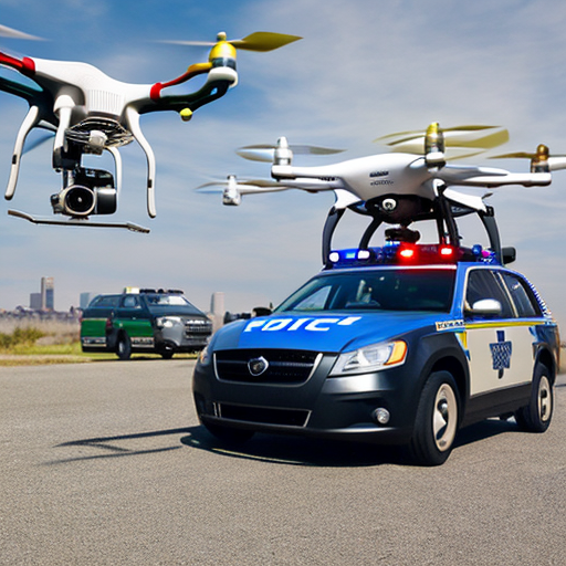 police car and a drone